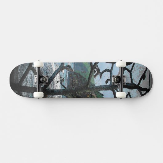Hawaiian Ocean Beach Tree Foto Uitzicht Skateboard (Horizontaal)