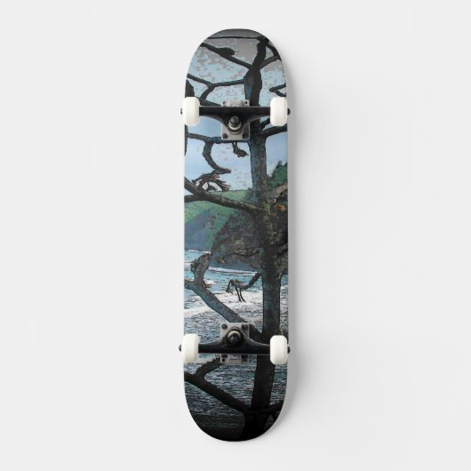 Hawaiian Ocean Beach Tree Foto Uitzicht Skateboard (Voorkant)
