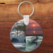 Hawaiian Ocean Beach Tree Foto Uitzicht Sleutelhanger (Voorkant)