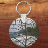 Hawaiian Ocean Beach Tree Foto Uitzicht Sleutelhanger (Voorkant)