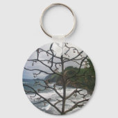Hawaiian Ocean Beach Tree Foto Uitzicht Sleutelhanger (Achterkant)