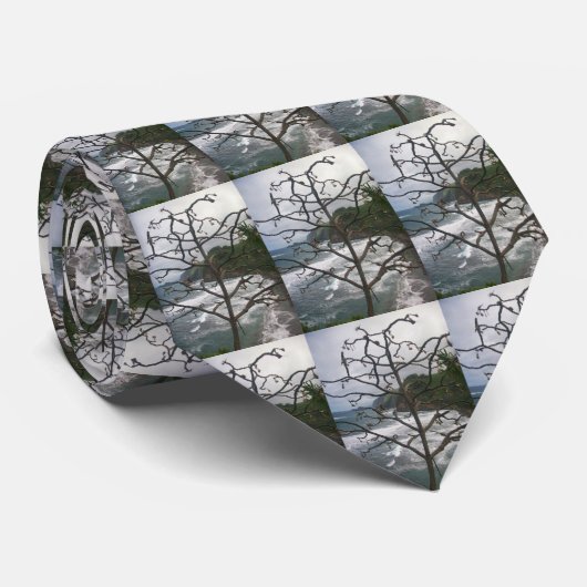 Hawaiian Ocean Beach Tree Foto Uitzicht Stropdas (Opgerold)