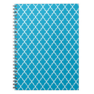 Hawaiian Ocean Blue en White Moroccan Trellis Notitieboek