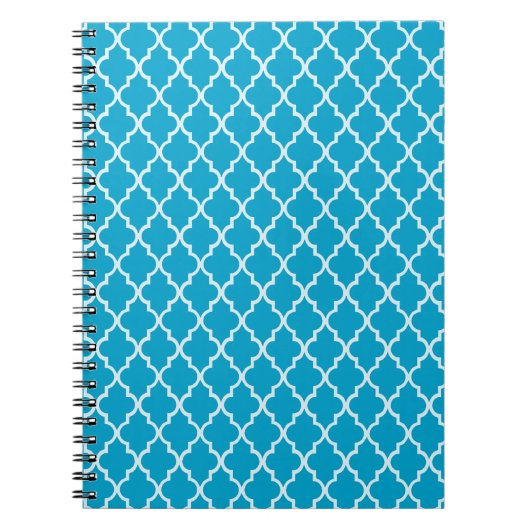 Hawaiian Ocean Blue en White Moroccan Trellis Notitieboek (Voorkant)