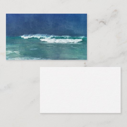 Hawaiian Ocean Hawaii Waves Aqua Blauwgroen Blue S Visitekaartje (Voorkant / Achterkant)