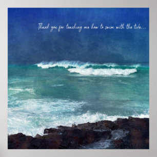 Hawaiian Ocean Quote Waves Aqua Blauwgroen Blue Su Poster