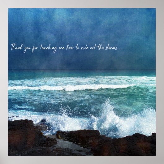 Hawaiian Ocean Quote Waves Aqua Blauwgroen Blue Su Poster (Voorkant)