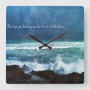 Hawaiian Ocean Quote Waves Aqua Blauwgroen Blue Su Vierkante Klok