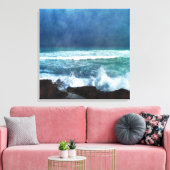 Hawaiian Ocean Waves Aqua Blauwgroen Blue Surf Lav Canvas Afdruk (Insitu (Woonkamer))