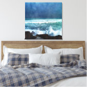 Hawaiian Ocean Waves Aqua Blauwgroen Blue Surf Lav Canvas Afdruk (Insitu (Slaapkamer))