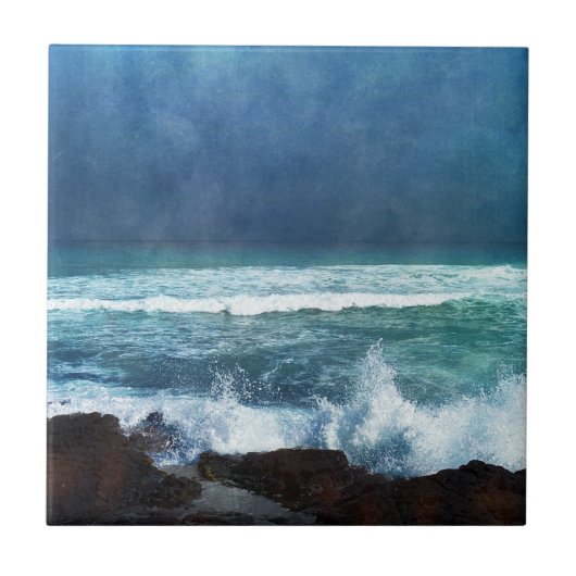 Hawaiian Ocean Waves Aqua Blauwgroen Blue Surf Lav Tegeltje (Voorkant)