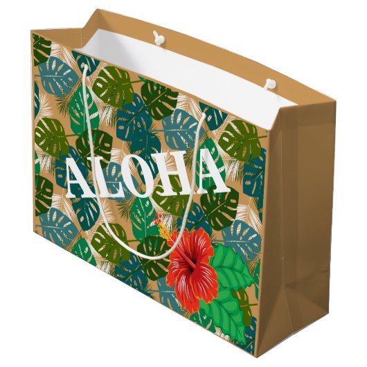 Hawaiian Oerwoud Foliage Hibiscus ALOHA Large Cadeautasje (Achterkant Gekanteld)
