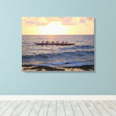 Hawaiian Outrigger Canoe op Sunset Canvas Afdruk (Insitu (Houten vloer))