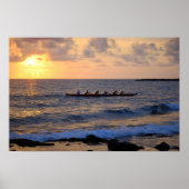 Hawaiian Outrigger Canoe op Sunset Poster (Voorkant)