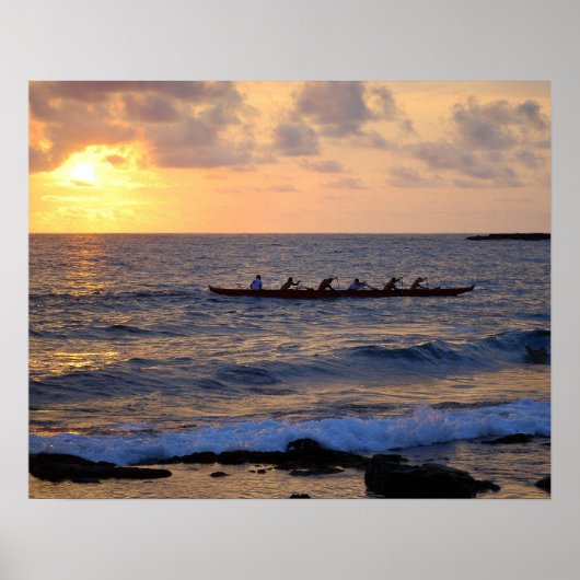 Hawaiian Outrigger Canoe op zondag 20 x 16 Poster (Voorkant)