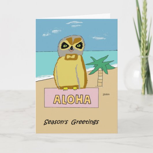 Hawaiian Owl Holiday Kaart (Voorkant)