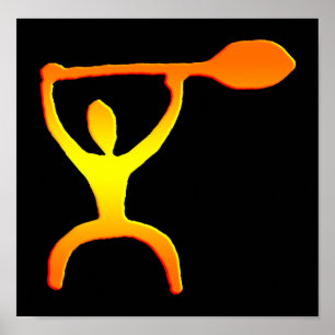 Hawaiian Paddle Man Petroglyph Print