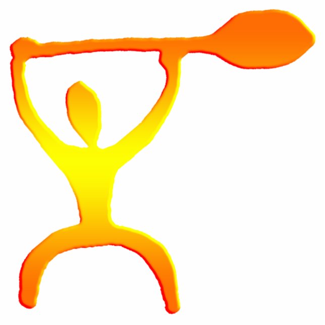 Hawaiian Paddle Man Petroglyph Staand Fotobeeldje (Voorkant)