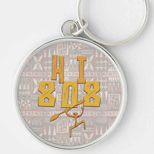 Hawaiian Paddleman en zijn vrouw. Tapa Sleutelhanger (Voorkant)