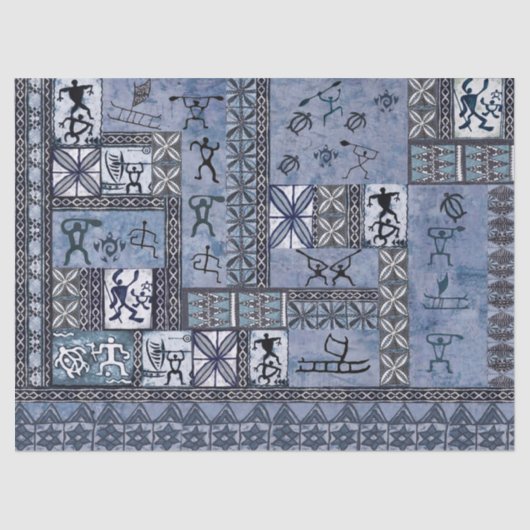 Hawaiian Paddleman Petroglyph Tapa Tissue Paper Tissuepapier (Voorkant)