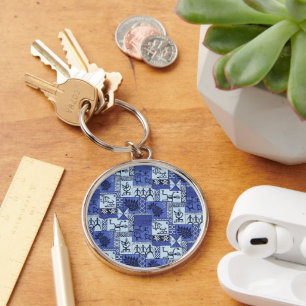 Hawaiian Paddleman Tapa in het blauw Sleutelhanger