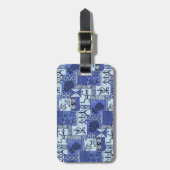 Hawaiian Paddlemen Tapa in het blauw Bagagelabel (Voorkant verticaal)