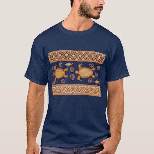 Hawaiian Pair of Honu tribal zee schildpad T shirt (Voorkant)