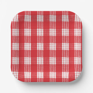 Hawaiian Palaka Red & White Plaid Square Bord