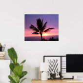 Hawaiian Palm Tree & Colorful Sunset Poster (Thuiskantoor)