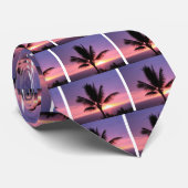 Hawaiian Palm Tree & Colorful Sunset Stropdas (Opgerold)