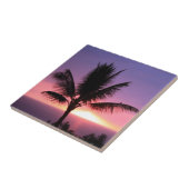 Hawaiian Palm Tree & Colorful Sunset Tegeltje (Zijkant)