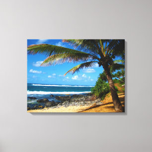 Hawaiian Palm Tree Gewatteerd Canvas Afdruk