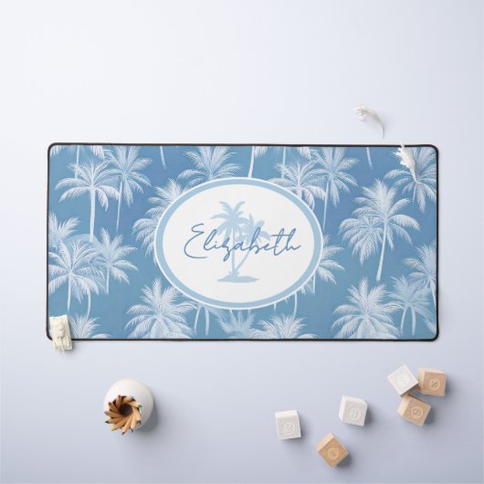 Hawaiian Palm Tree Silhouette Patroon Blauw ID1093 Bureaumat (Kindertafel)