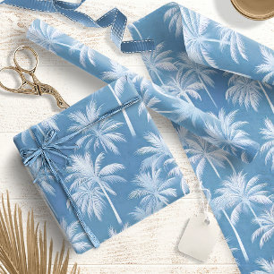 Hawaiian Palm Tree Silhouette Patroon Blauw ID1093 Cadeaupapier