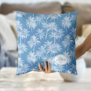 Hawaiian Palm Tree Silhouette Patroon Blauw ID1093 Kussen