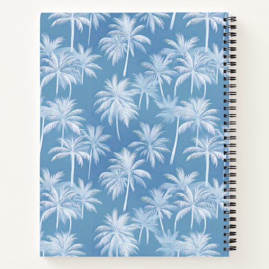 Hawaiian Palm Tree Silhouette Patroon Blauw ID1093 Notitieboek (Achterkant)