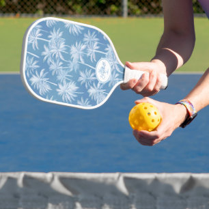 Hawaiian Palm Tree Silhouette Patroon Blauw ID1093 Pickleball Paddle