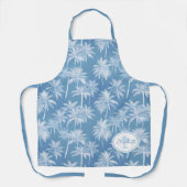 Hawaiian Palm Tree Silhouette Patroon Blauw ID1093 Schort (Voorkant)