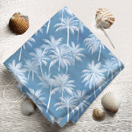 Hawaiian Palm Tree Silhouette Patroon Blauw ID1093 Stof