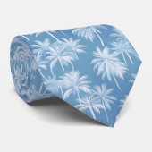 Hawaiian Palm Tree Silhouette Patroon Blauw ID1093 Stropdas (Opgerold)