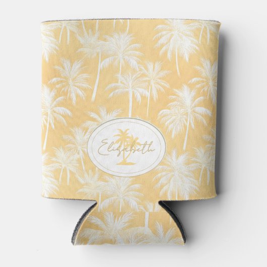 Hawaiian Palm Tree Silhouette Patroon Goud ID1093 Blikjeskoeler (Voorkant)