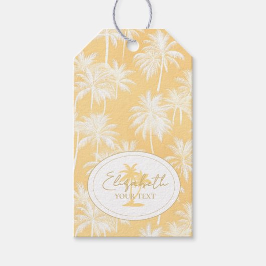 Hawaiian Palm Tree Silhouette Patroon Goud ID1093 Cadeaulabel (Voorkant)
