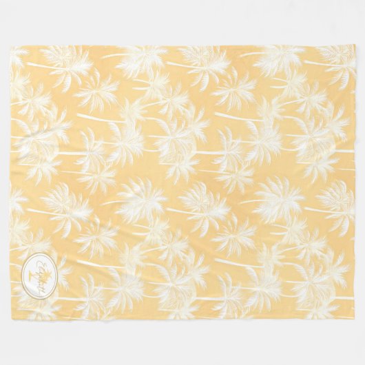Hawaiian Palm Tree Silhouette Patroon Goud ID1093 Fleece Deken (Voorkant (Horizontaal))