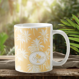 Hawaiian Palm Tree Silhouette Patroon Goud ID1093 Koffiemok