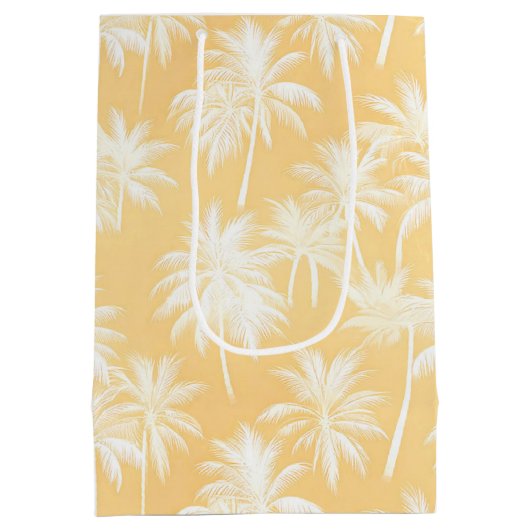 Hawaiian Palm Tree Silhouette Patroon Goud ID1093 Medium Cadeauzakje (Achterkant)