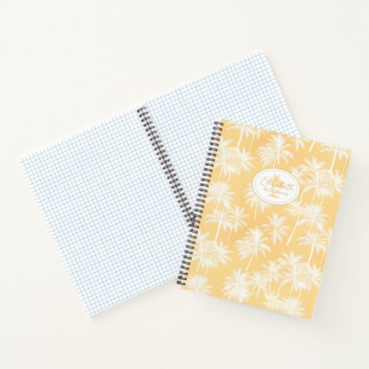 Hawaiian Palm Tree Silhouette Patroon Goud ID1093 Notitieboek (Binnen)