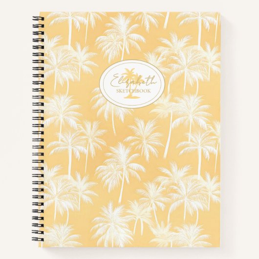 Hawaiian Palm Tree Silhouette Patroon Goud ID1093 Notitieboek (Voorkant)