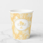 Hawaiian Palm Tree Silhouette Patroon Goud ID1093 Papieren Bekers (Voorkant)
