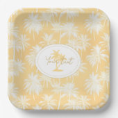 Hawaiian Palm Tree Silhouette Patroon Goud ID1093 Papieren Bordje (Voorkant)