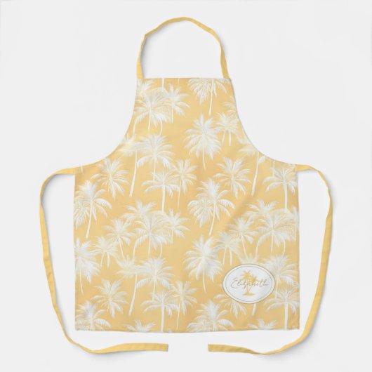 Hawaiian Palm Tree Silhouette Patroon Goud ID1093 Schort (Voorkant)